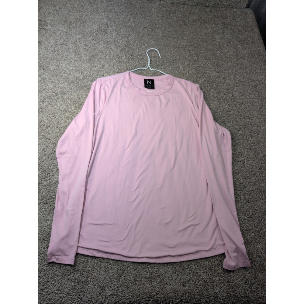 Naked Wardrobe Pink Long Sleeve Crew Neck Top Womens Size 1X Baby Pink Casual